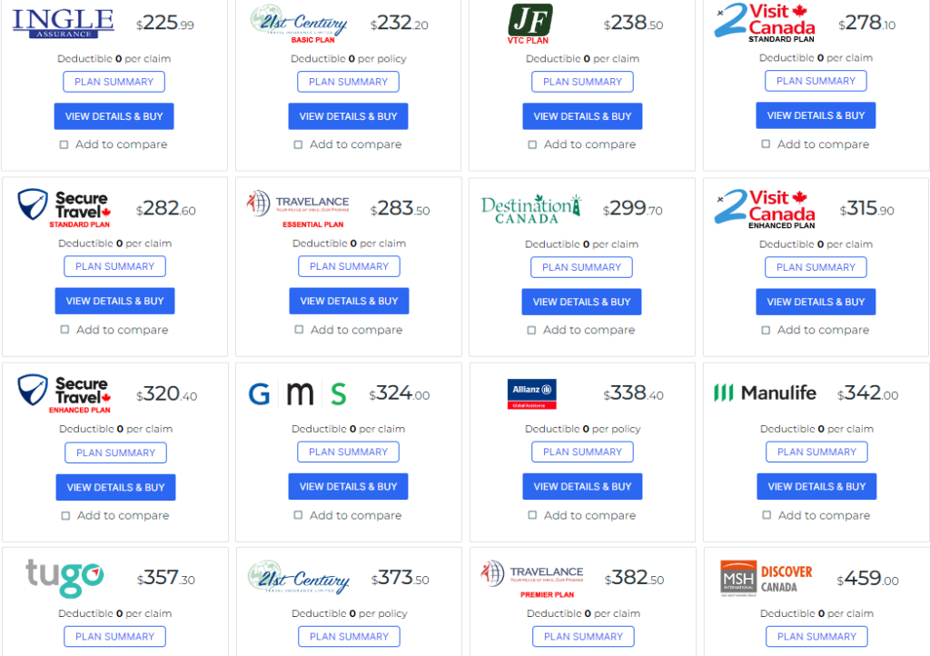 加拿大旅游保险多少钱 加拿大旅游保险比较 